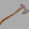 Vintage Rusty Axe With Carved Wooden Handle And Metal Head Design