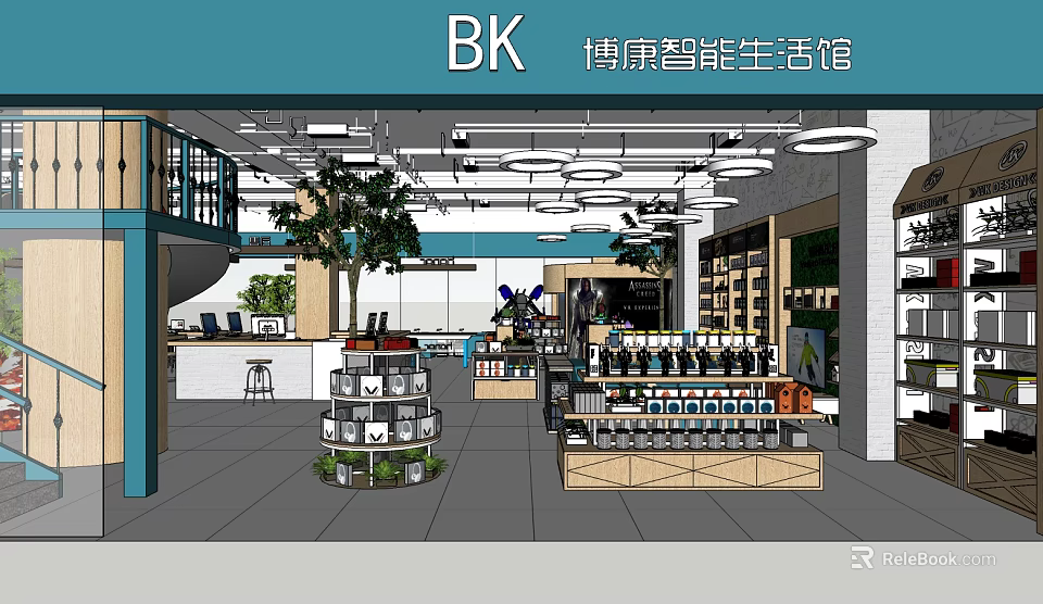 Smart Digital Store Interior With Various Electronic Products And Display Shelves 3d model 