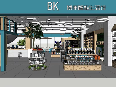 Smart Digital Store Interior With Various Electronic Products And Display Shelves 3d model