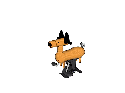 Colorful Building Blocks Built Dog Figure With Orange Body Black Ears Tail And Base 3d model
