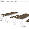 Outdoor tables and chairs Public tables and chairs Park tables and chairs conjoined seats Public seats 3d model