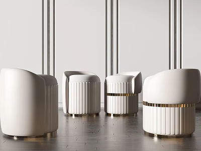 White Sofa Stools With Vertical Stripes And Gold Trim For Modern Interior Spaces 3d model White Sofa Stools With Vertical Stripes And Gold Trim For Modern Interior Spaces 3d model