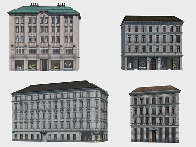 Commercial Complex Architectural Design With Multiple Storefronts And Various Roof Styles 3d model