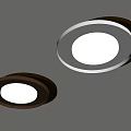Two Round Ceiling Lights With Black And White Frames And Warm Light Illumination On Ceiling 3d model
