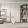 Modern Integrated Wardrobe With Open Storage Hanging Space And Folded Clothes 3d model