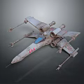 Vintage Weathered Starfighter Model With Red Markings Multiple Engines And Wings