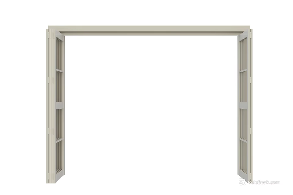 Modern Swing Door Design With Glass Panels And White Frame 3d model 