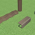 Three Striped Outdoor Chairs Placed Under Tree In Green Grass Area
