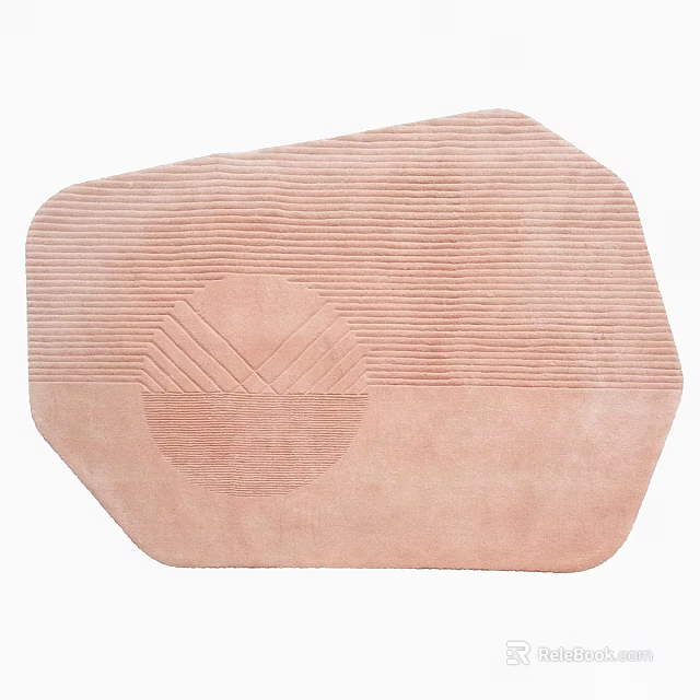 Unique Shaped Pink Carpet With Striped Texture And Intricate Center Pattern 3d model