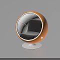 Orange Round Single Sofa With Black Cushion White Inner And Transparent Base Design 3d model