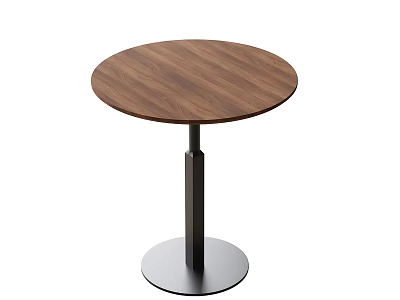 Round Wooden Table With Modern Design And Sturdy Metal Base 3d model