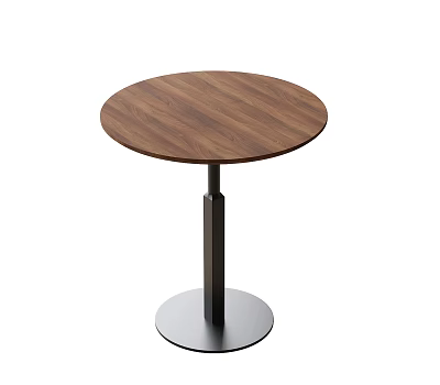 Round Wooden Table With Modern Design And Sturdy Metal Base 3d model