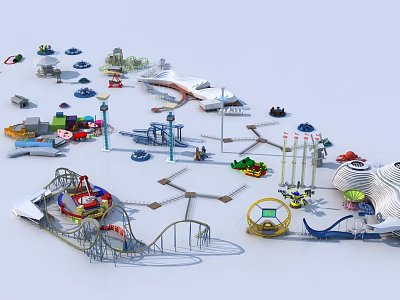 Modern amusement equipment playground roller coaster 3d model