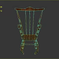 Traditional Wooden Rocking Chair with Spindle Back Curved Armrests and Arched Legs