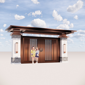 new chinese style gate 3d model