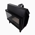 Modern Black Freestanding Fireplace With Glass Door And Metal Stand For Home Interior