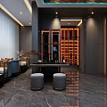 Luxurious SPA Sauna Interior Design With Marble Walls Wooden Ceiling And Relaxation Seating