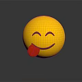 Yellow Smiley Face Decorative Ornament Sticking Out Red Tongue With Reflection On Gray Background