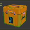Orange Storage Box With Purple Accents SAIME Brand Latches Handle Icon And Text