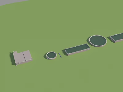 Garden Ornaments With Various Shapes Including Square Round Rectangular On Green Lawn 3d model