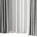 Modern Gray And White Double Layer Window Curtains For Home Decor 3d model