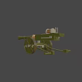 Historical Military Cannon Weapon Design With Long Metal Barrel And Spoked Wheels