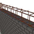Building Exterior Wall Construction Underway With Scaffolding And Layered Brick Structure 3d model