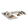 Neutral Colored Yoga Accessories Set With Mat Rolled Mats Blocks And Bolsters