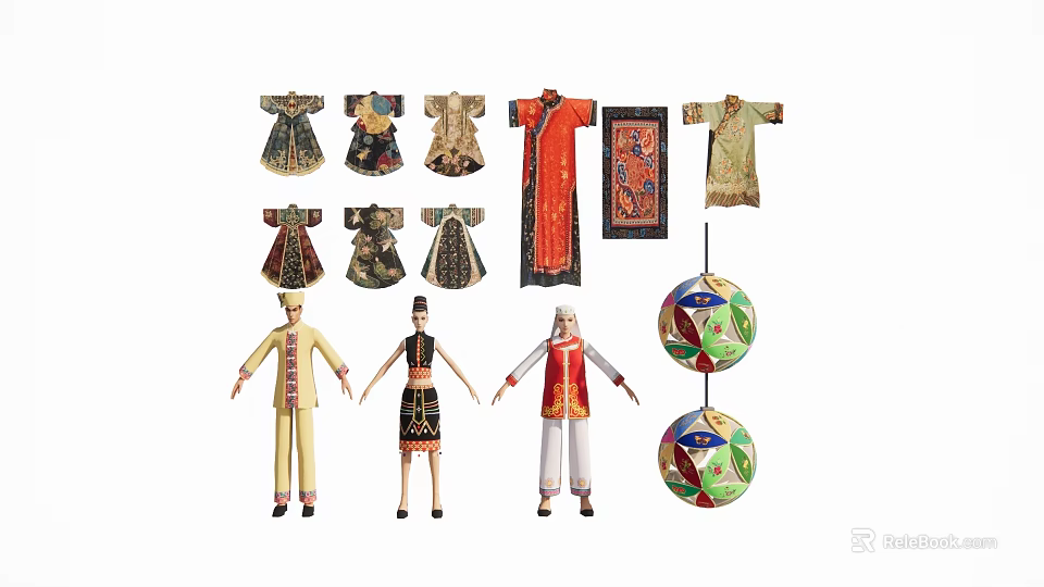 Traditional Chinese Hanging Ornaments With Cultural Elements 3d model