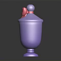 Purple Decorative Jar With Lid And Pink Bow On Top For Home Decoration