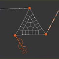 Outdoor Climbing Playground Structure With Orange White Net Ladder And Poles
