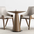 Modern Wooden Table Chair Set With Beige Seats Round Top And Minimalist Design