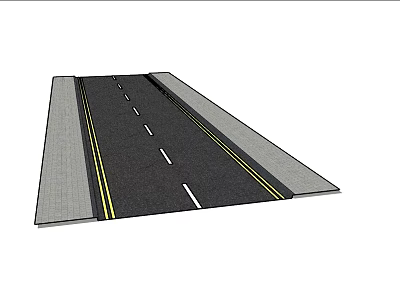 Road Structure With Two Traffic Lanes Yellow Dividing Lines And Gray Side Shoulders 3d model
