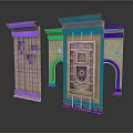 Detailed Stone Architectural Elements Featuring Carved Arches And Classical Columns 3d model