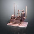 Vintage Mechanical Equipment With Metal Structure Cylindrical Tank Wheels And Base Plate