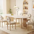 Modern Minimalist Dining Table Set With White Tabletop And Four Chairs 3d model