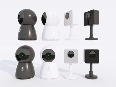 Projection Surveillance Cameras with Various Black and White Modern Designs 3d model