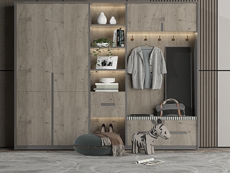 Industrial LOFT shoe cabinet wardrobe combination 3d model