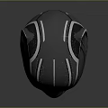 Striking Black Panther Mask With Metallic Texture And Blue Accents Futuristic Look
