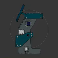 Blue Technical Device With Green Digital Screen And Scanning Graphics
