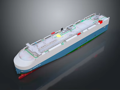 Large Modern Ship 3D Model With Blue White Hull And Deck Facilities 3d model