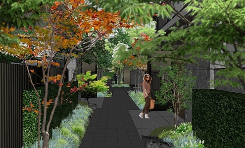 Modern Garden Courtyard Laneway Garden 3d model