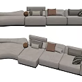 Light Colored Modular Sectional Sofa With Multiple Throw Pillows And Modern Design