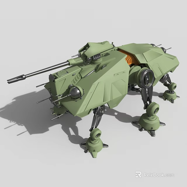 Intelligent Green Multi Legged Machine With Mechanical Structure And Combat Cannons 3d model
