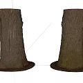 Two Natural Stone Wood Tree Trunks With Rough Bark And Base