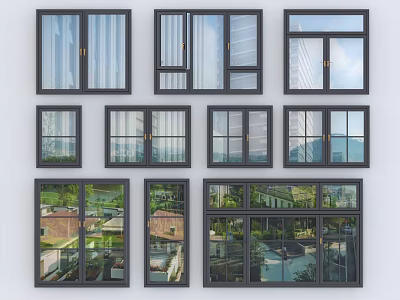 Modern Casement Windows With Various Styles And Aluminum Frame Design For Home Use 3d model