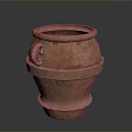 Hand Carved Terracotta Jar Sculpture With Intricate Patterns And Ear Handles