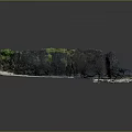 Natural Wood and Stone Materials Scene With Black Rocks Green Plants And Sandy Area