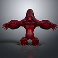 Muscular Red Gorilla Game Movie Character With Outstretched Arms And Fierce Expression