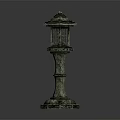 Traditional Stone Lantern Furniture with Intricate Carving and Grille Windows for Garden Outdoor Decoration